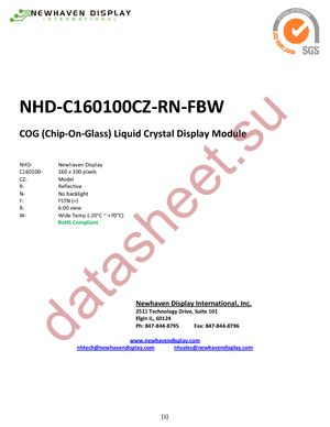 NHD-C160100CZ-RN-FBW datasheet  